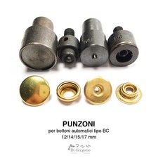 Punzone bottoni a pressione tipo BC kit 4 parti Ø12-14-15-17mm matrice ricambio