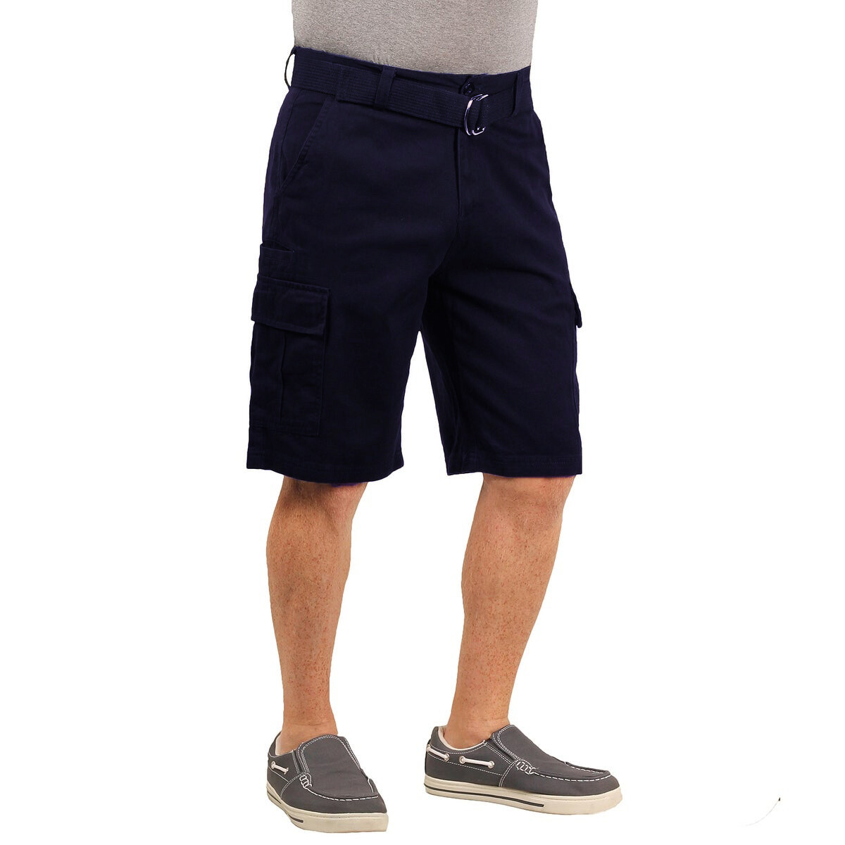 Mens Twill Cargo Shorts with Belt Short Pants Summer Multi Pocket