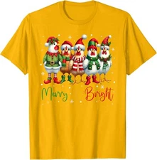 Funny Chicken Christmas Lights Farm Animal Cute Xmas Unisex T-Shirt