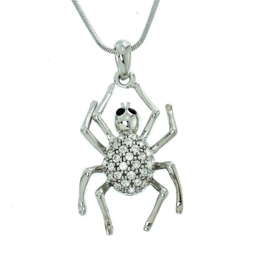 Swarovski Crystal Spider Charm Necklace with 18 Inch Chain
