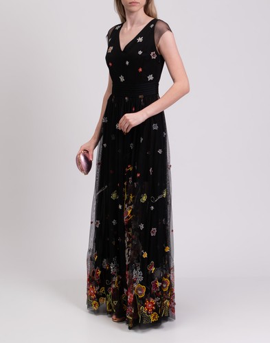 RRP €1200 ROBERTO CAVALLI CLASS Tulle Flare Gown IT40 US4 UK8 S Floral Beaded - Imagen 5 de 9