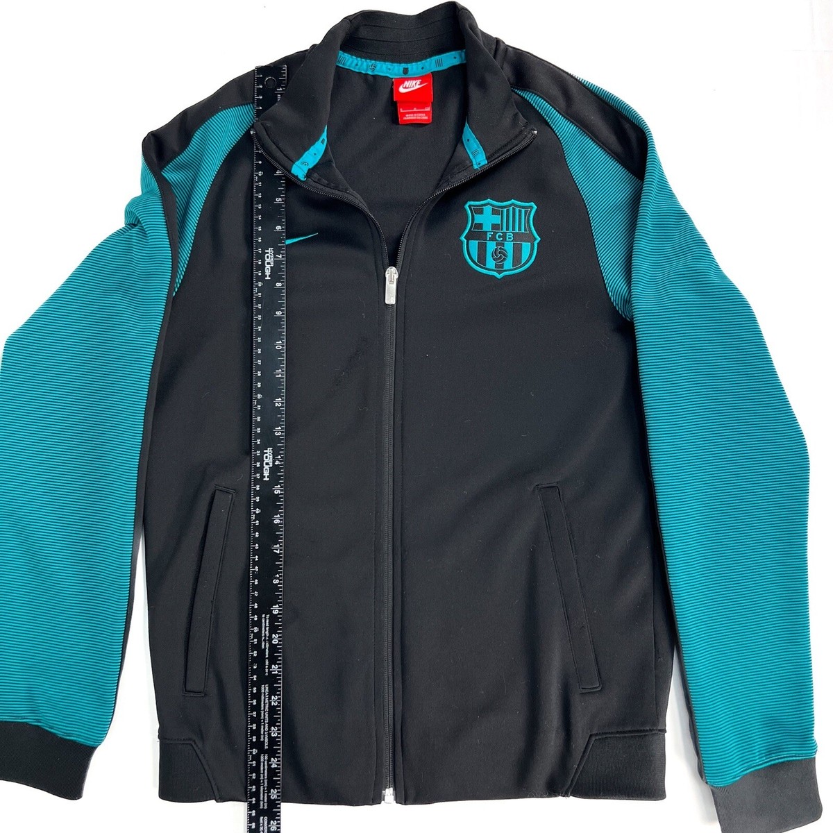 Nike Men S FCB Barcelona Black Teal Full Zip Track Jacket