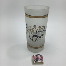 Set Of (4) 1992 Elvis Presley Frosted Collins/Highball Glasses 22K Gold Trim