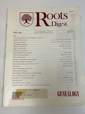 Roots Digest Genealogy Magazine Feb 1986 Grandfather Abraham Valley Forge Penn