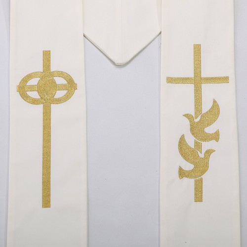 Clergy Dove Cross Stole Religion Priest Embroidery Wedding Stole - Picture 6 of 7