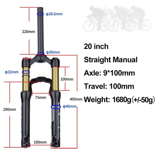 MTB Bike Front Forks 20 24in Shoulder Control Suspension Air Fork Quick Release - Picture 27 of 30