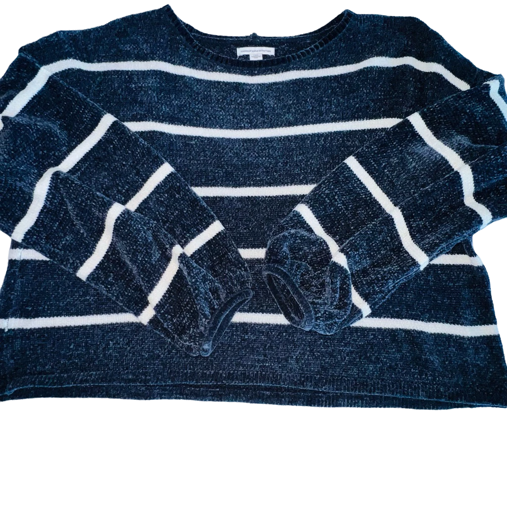 American Eagle Outfitters L Navy White Striped Sweater