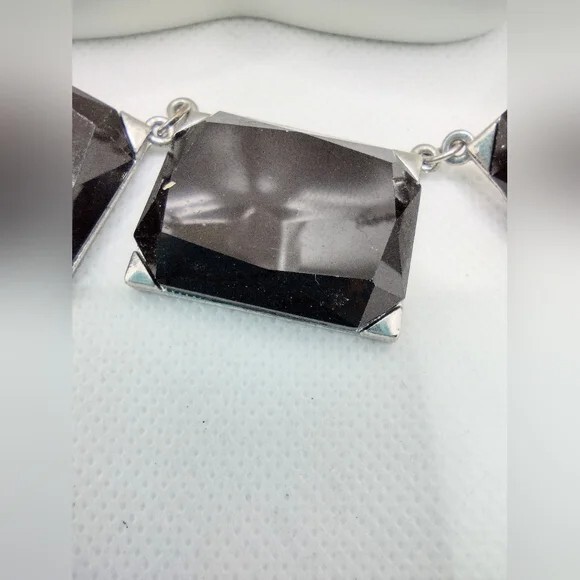 Black Statement Necklace • Large Geometric Facete… - image 4