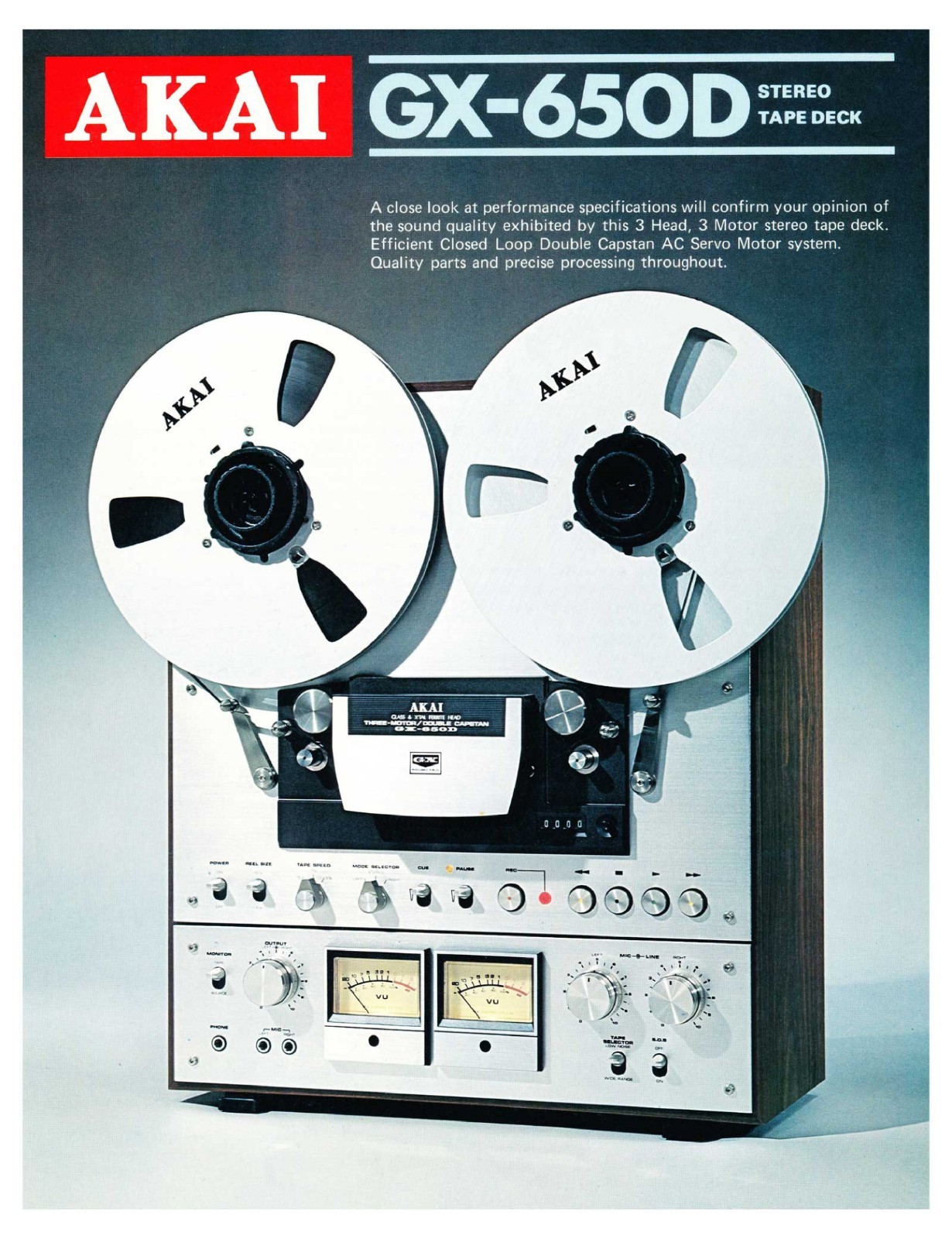 High-res scans of very rare brochure for Akai GX-650D vintage reel-to-reel deck