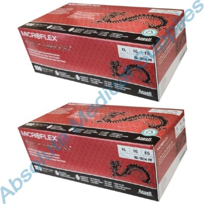 *200-Gloves* Microflex Black Dragon PF Examination Latex X-Large BD-1004-PF
