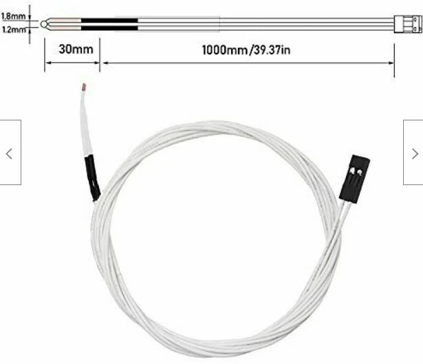 x2 TERMISTOR 100K SENSOR DE TEMPERATURA 3950 1M CONECTOR DUPONT IMPRESORA 3D EE. UU. Foto 3 de 4