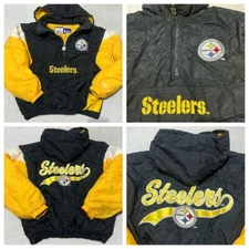 Vintage Pittsburgh Steelers Jacket Mens M Logo 7 Embroidered