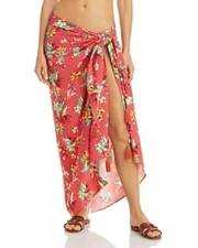 MSRP $68 Aqua Swim Printed Sarong Cover Up Orange Size OSFA NWOT