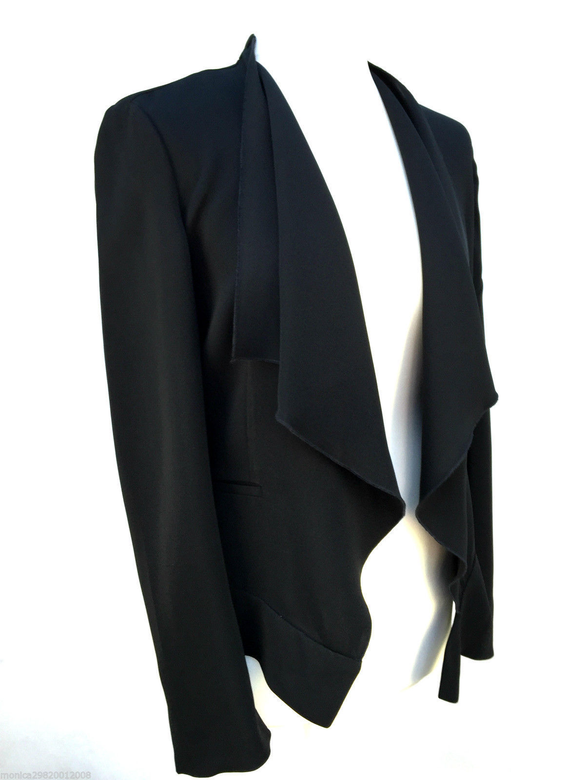 ZARA BLACK WATERFALL BLAZER JACKET S M 