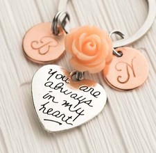 heart keychain with writing, keychain with 2 initials