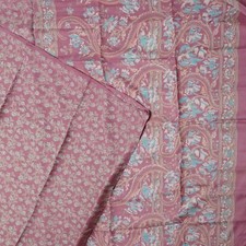 Namaste Vintage Pink Sarees 100 Pure Silk Printed Indian Sari 5YD Craft Fabric