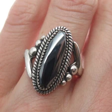 WHEELER MFG CO 925 Sterling Silver Vintage Hematite Gem Twisted Ring Size 6.5