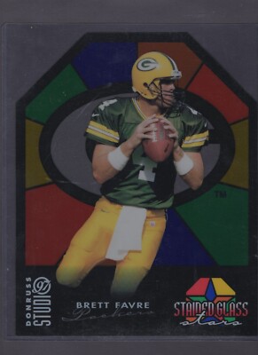 1997 STUDIO STAINED GLASS STARS EXEC PROMO SAMPLE #9 BRETT FAVRE SSP #XXXX/1000