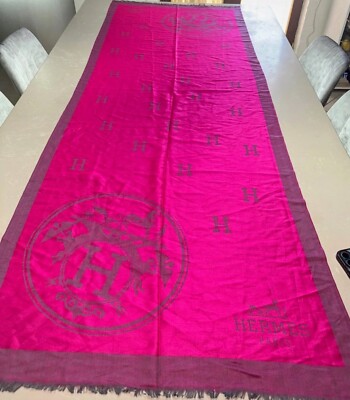 SCHAL SCARF STOLA SCALLE FOULARD PASHMINA SEIDE UND KASCHMIR FUCHSIA und LILA