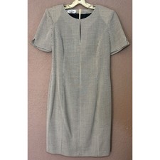 Vintage Valentino Miss V Virgin Wool Knee Length Shirt Dress Short Sleeve Sz 14
