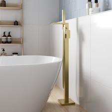 Waterfall Bathroom Taps Brushed Brass Basin Mixer Bath Filler Shower Tap Set