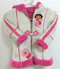 Dora the Explorer Off White  Pink Hooded Long Jacket  1 Size Only  3A