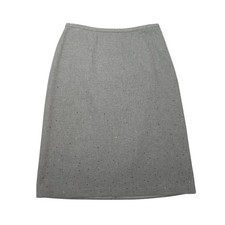 Vintage 90s Gap Heather Grey Wool Knee Length Skirt Rhinestones 4
