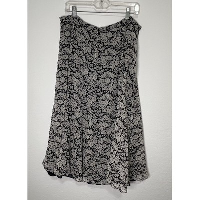 Lauren Ralph Lauren Skirt Women's Blue Flower 14W 100% Silk Lined BOHO Peasant