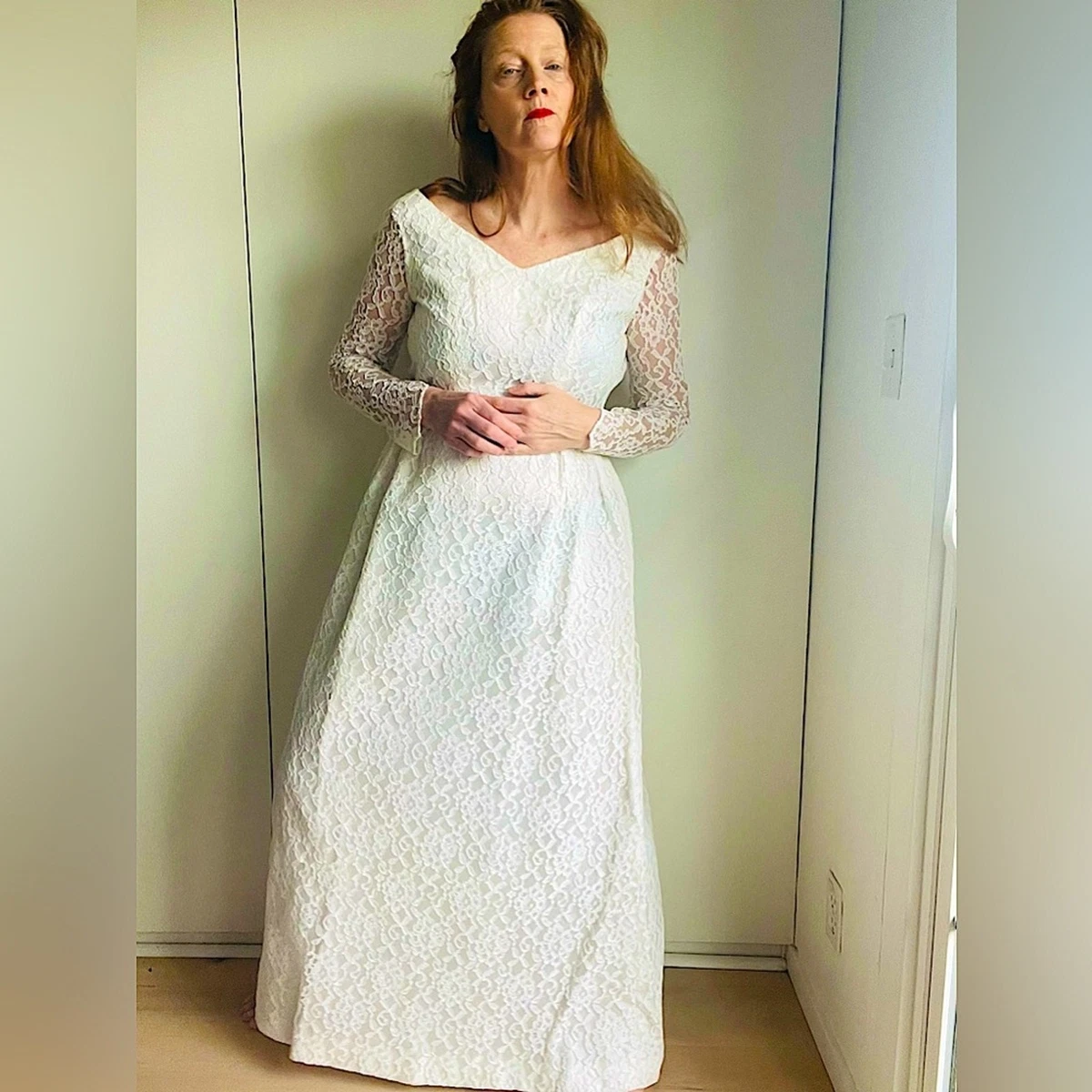 knee length dresses for ladies Vintage Lace Wedding Dresses Long Sleeves Mermaid Vestidos De Novia -