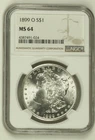 1899 O MORGAN SILVER DOLLAR NGC MS64 BLAST WHITE!