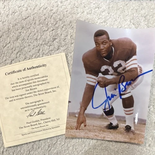 Jim Brown Autographed Cleveland Browns Photo The Score Board, Inc. Authenticated