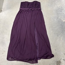 David  s Bridal Plum Strapless Dress Size 18 Layered Slit