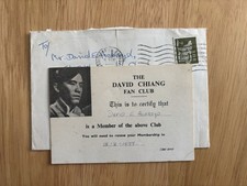 David Chiang Fan Club Membership Card 1977 Shaw Brothers Kung Fu