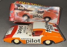 VINTAGE GERMANY DDR GDR EHRI FRICTION TIN TOY CAR AIRPORT PILOT FOLLOW ME