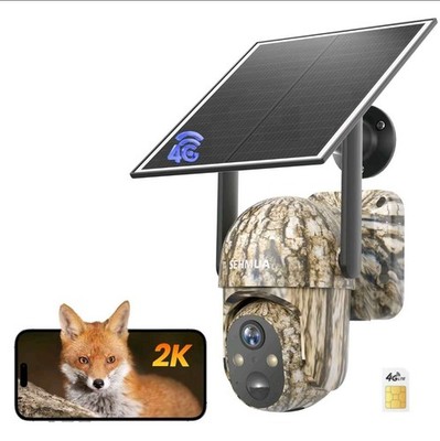 4G LTE Solar Überwachungskamera, 2K HD KI Bewegungserkennung, Outdoor kein WLAN nötig