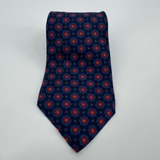 Polo Ralph Lauren Silk Tie Navy Blue Red Floral Pattern Men's Necktie USA Made