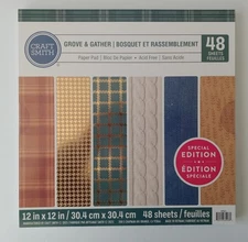 Craft Smith Special Ed. 48 Sheet 12" X 12" Craft Paper Pad "Grove & Gather" NEW