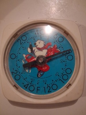 1994 Vintage Coca Cola Bear Thermometer Wall Hanging