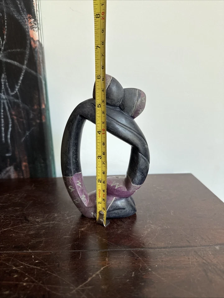 Estátua escultura abstrata esculpida em pedra-sabão moderna vintage meados do século - Imagem 4 de 4