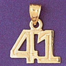 Number 41 Charm Pendant 14k Gold 1.2 Grams 