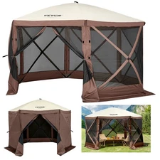 Gazebo Screen Tent, 12 x 12 ft, 6 Sided Pop-up Camping Canopy Shelter Tent with