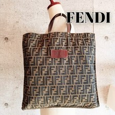 Borsa tote modello Fendi Zukka marrone tela pelle vintage autentica