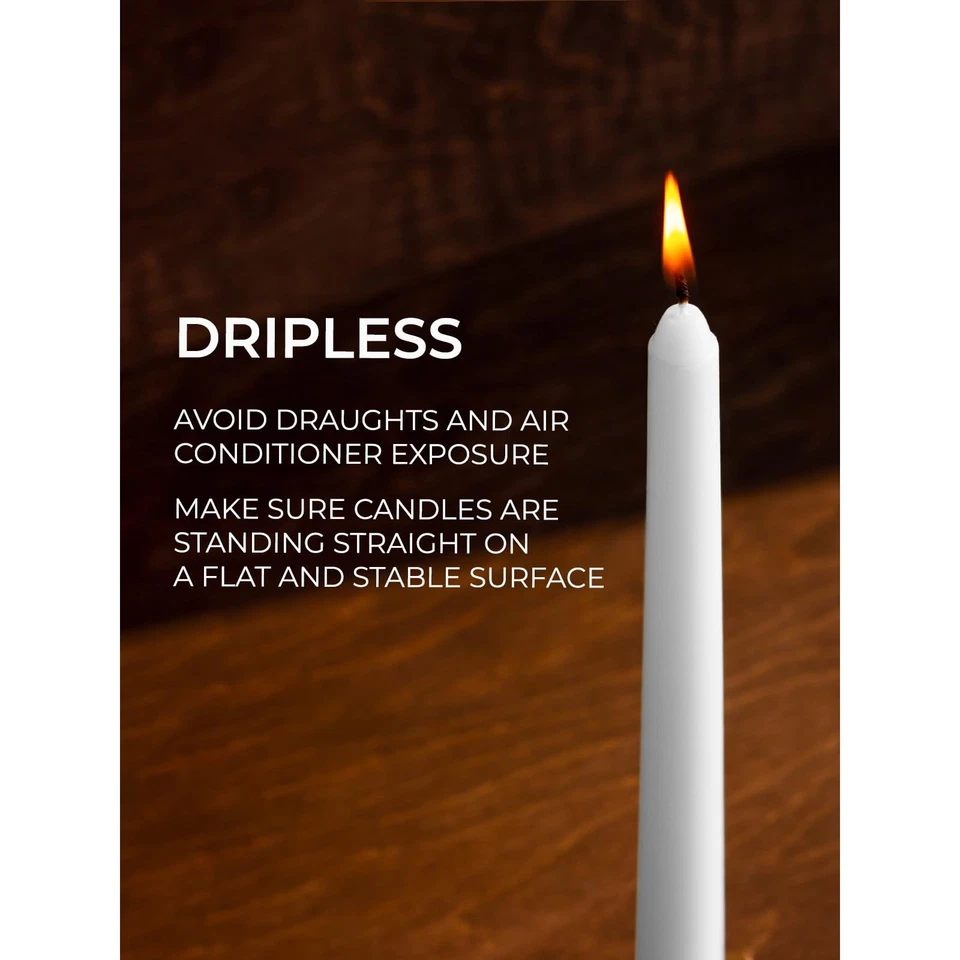 Velas cónicas blancas de 12 pulgadas de alto, velas cónicas sin humo sin goteo para boda Foto 4 de 4
