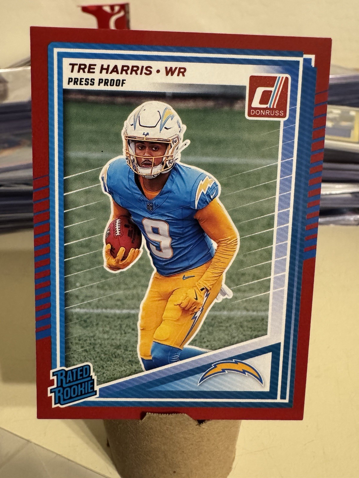 2025 Panini Donruss Tre Harris Rated Rookie Red Press Proof #329 Chargers NFL