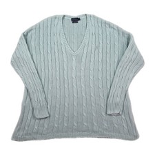 Polo Ralph Lauren Sweater Womens Large Pima Cotton Cable Knit Pony V Neck