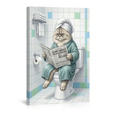 Funny Cat Bathroom Art Poster Wall Decor Catnip Harvest Canvas Print