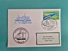 Postkarte mit Schiffsstempel HanseSail Rostock 2005 , "Concordia" Rostock