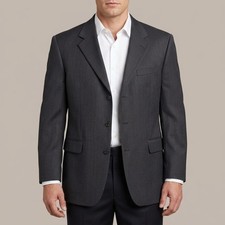 Haggar Black Label Suit Jacket Blazer Mens 40 Black Solid 3 Button Vtg EUC
