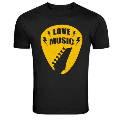 Love Music Guitar Pick Rock Band Graphic T-Shirt