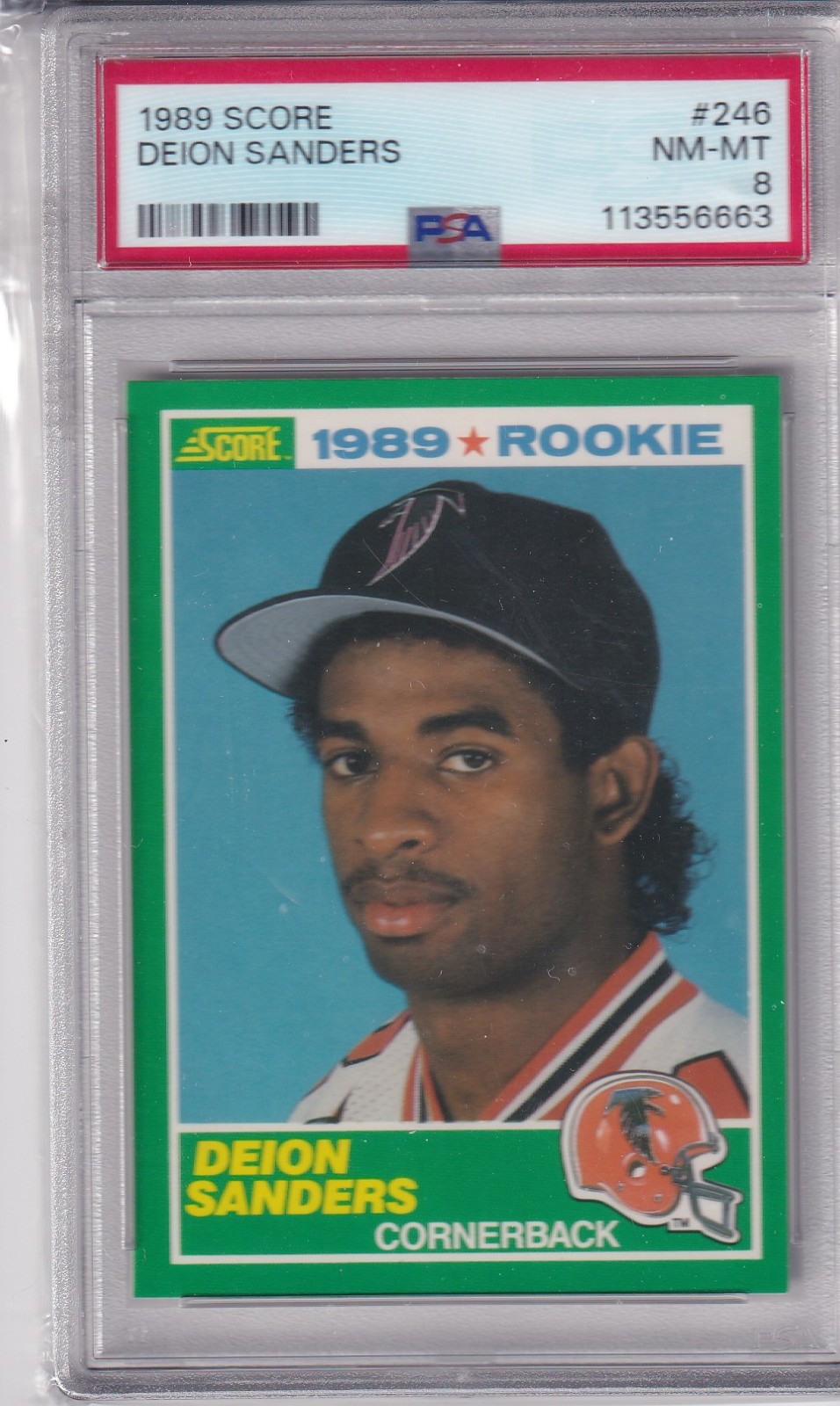1989 SCORE DEION SANDERS #246 * FALCONS  * ROOKIE * NM-MINT PSA 8 *